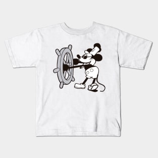 Pirate Steamboat Willie (Front and back) Kids T-Shirt